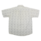 TRADER BAY Mens White & Grey Pattern Cotton Shirt XL Casual Short Sleeve