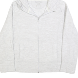 CALVIN KLEIN PERFORMANCE Womens Grey Hooded Plain Full Zip Jumper XL Lightweight