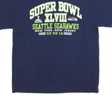 NFL Mens Blue Super Bowl XLVIII Graphic T-Shirt L Short Sleeve Crew Neck