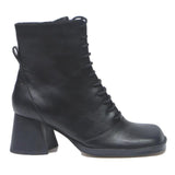 CHARLES & KEITH Womens Lace-Up Ankle Boots Black Leather UK 3.5 Stylish