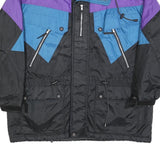 DYNAMITE Mens Black & Purple Blue Polyester Blend Zip Jacket L Woven Colourblock