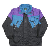 DYNAMITE Mens Black & Purple Blue Polyester Blend Zip Jacket L Woven Colourblock