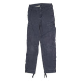 CARHARTT Mens Dark Blue Regular Cargo Trousers W27 L29 Cotton Blend Button