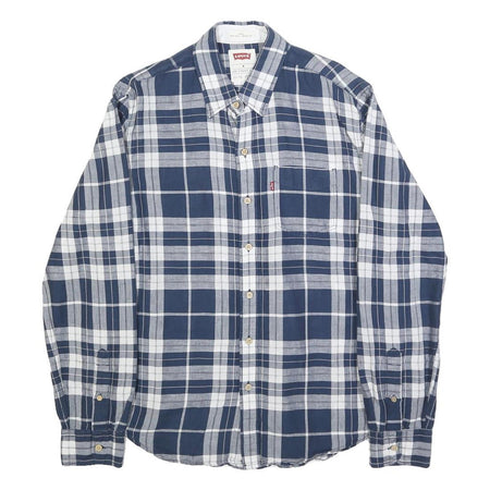 LEVI'S Mens Blue & White Check Shirt M Casual Cotton Blend Long Sleeve