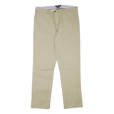 TOMMY HILFIGER Mens Cotton Blend Beige Regular Fit Straight Trousers W34 L32