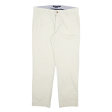 TOMMY HILFIGER Mens Cotton Blend Cream Regular Straight Trousers W34 L30 Casual