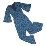 BODEN Womens Blue & Teal Leaf Pattern Playsuit UK 12 Polyester Blend Stylish