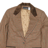 SAG HARBOR Womens Brown Checked Jacket UK 14 Acrylic Blend Button Closure