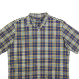 NAUTICA Mens Blue & Yellow Check Shirt XL Cotton Blend Short Sleeve Casual