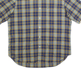 NAUTICA Mens Blue & Yellow Check Shirt XL Cotton Blend Short Sleeve Casual