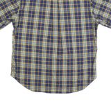 NAUTICA Mens Blue & Yellow Check Shirt XL Cotton Blend Short Sleeve Casual