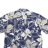 EDDIE BAUER Mens Blue & Beige Floral Print Shirt L Cotton Blend Casual Summer