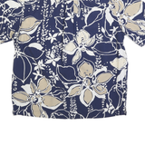 EDDIE BAUER Mens Blue & Beige Floral Print Shirt L Cotton Blend Casual Summer
