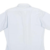 Mens White Plain Shirt S Short Sleeve Button Polyester Blend Casual Workwear
