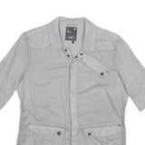 G-STAR Womens Grey Cotton Blend Shirt L Casual Button Sleeve Pockets