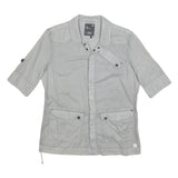 G-STAR Womens Grey Cotton Blend Shirt L Casual Button Sleeve Pockets