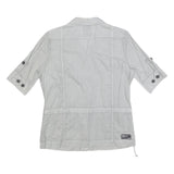G-STAR Womens Grey Cotton Blend Shirt L Casual Button Sleeve Pockets