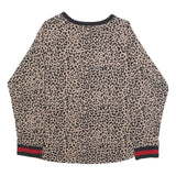 DKNY Womens Beige & Black Leopard Patterned Jumper Crew Neck Basic Knit XL