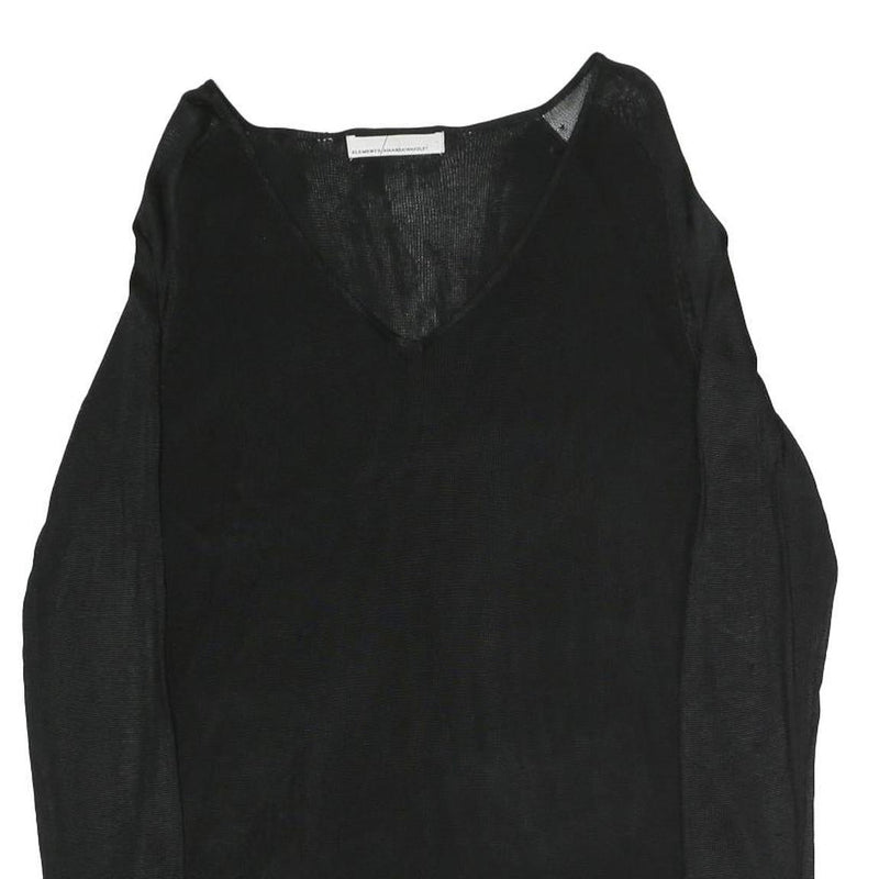 ELEMENTS AMANDA WAKELEY Womens Black Plain Pullover V-Neck Basic Knit UK 18