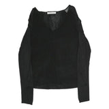 ELEMENTS AMANDA WAKELEY Womens Black Plain Pullover V-Neck Basic Knit UK 18