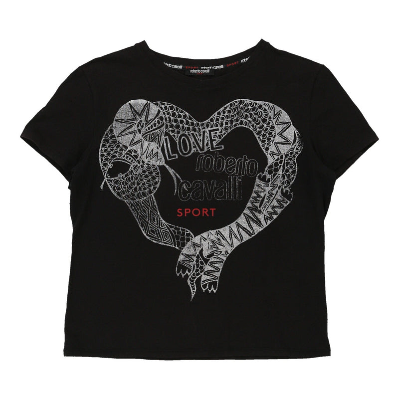 Roberto Cavalli Sport Graphic T-Shirt - Medium Black Cotton