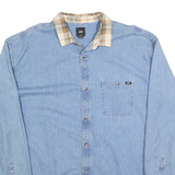 VANS Mens Blue & Beige Cotton Shirt XL Checked Collar Casual Long Sleeve