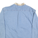 VANS Mens Blue & Beige Cotton Shirt XL Checked Collar Casual Long Sleeve