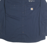 CARHARTT Mens Navy Iron Mountain Cotton Blend Work Shirt 2XL Durable Utility