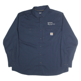 CARHARTT Mens Navy Iron Mountain Cotton Blend Work Shirt 2XL Durable Utility