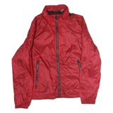 CALVIN KLEIN Mens Red Nylon Jacket S Plain Zip Lightweight