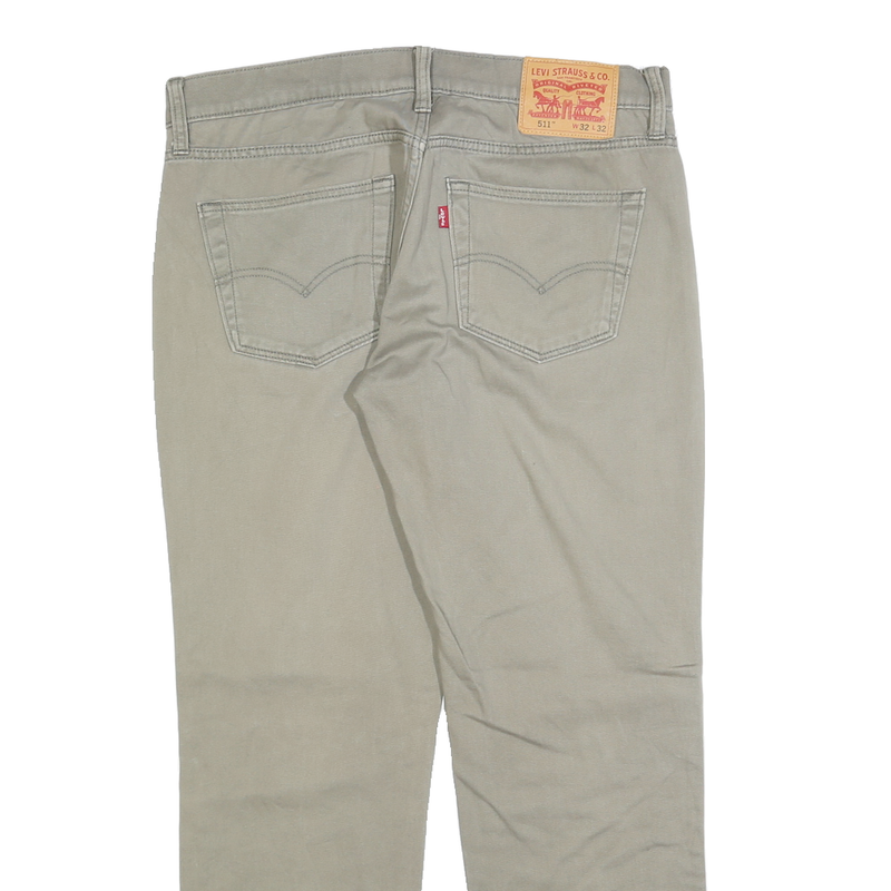 LEVI'S Mens Cotton Blend Beige Slim Straight Trousers W32 L28 Casual Wear