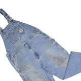CARHARTT Mens Blue Denim Loose Cotton Blend Dungarees L W38 L26 Workwear