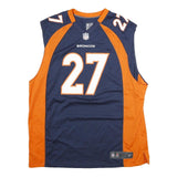 NFL Mens Blue & Orange Broncos Sleeveless Jersey 2XL Polyester Sports Fan Gear