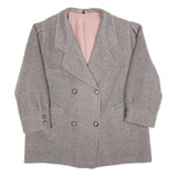 Womens Grey & Pink Plain Double Breasted Jacket L Woven Button Closure