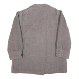 Womens Grey & Pink Plain Double Breasted Jacket L Woven Button Closure