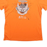 ADIDAS Mens Orange & White Graphic T-Shirt L Short Sleeve V-Neck Sports