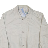 Mens Cream Button Cotton Blend Jacket L Plain Classic Relaxed Fit Casual