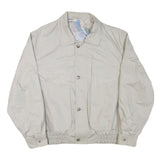 Mens Cream Button Cotton Blend Jacket L Plain Classic Relaxed Fit Casual