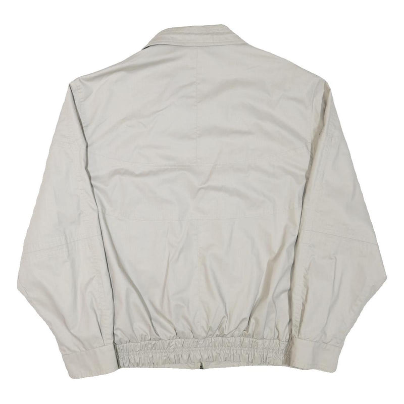 Mens Cream Button Cotton Blend Jacket L Plain Classic Relaxed Fit Casual