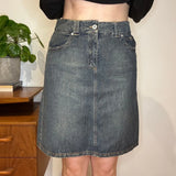 Chocolat Midi Denim Skirt - 28W UK 8 Blue Cotton