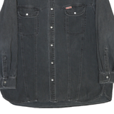 TEDDY'S Mens Black Cotton Blend Shirt L Casual Button-Up Long Sleeve Chest