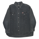TEDDY'S Mens Black Cotton Blend Shirt L Casual Button-Up Long Sleeve Chest