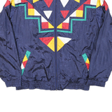 WESTBOUND Womens Blue Nylon Geometric Pattern Jacket M Zip Closure Retro Style