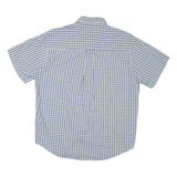 CHAPS Mens Blue & White Check Shirt L Short Sleeve Cotton Blend Casual