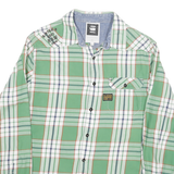 G-STAR Mens Green White & Navy Check Shirt S Lightweight Cotton Casual