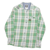 G-STAR Mens Green White & Navy Check Shirt S Lightweight Cotton Casual