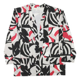 Womens Black White & Red Abstract Pattern Jacket M Polyester Blend Relaxed Fit