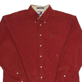TOMMY HILFIGER Mens Red Corduroy Shirt 2XL Button Down Pocket Casual Cotton