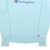 CHAMPION Mens Blue Crew Neck S Cotton Blend Logo Sweatshirt Casual