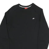 NIKE Mens Black S Crew Neck Cotton Blend Sweatshirt Logo Patch